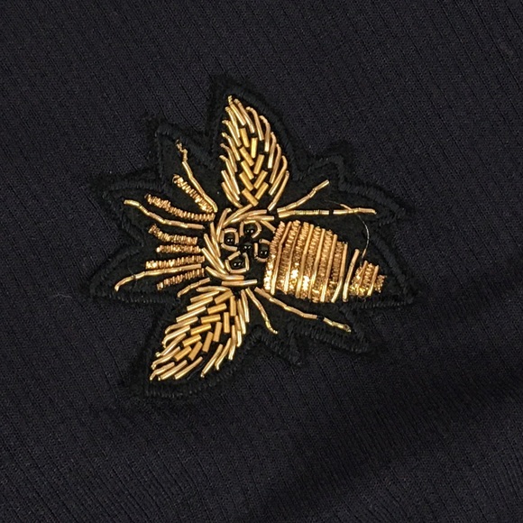 COPY - Crown & Ivy Gold Metallic Bee Embroidered Ruffle Hem Top - Picture 3 of 7
